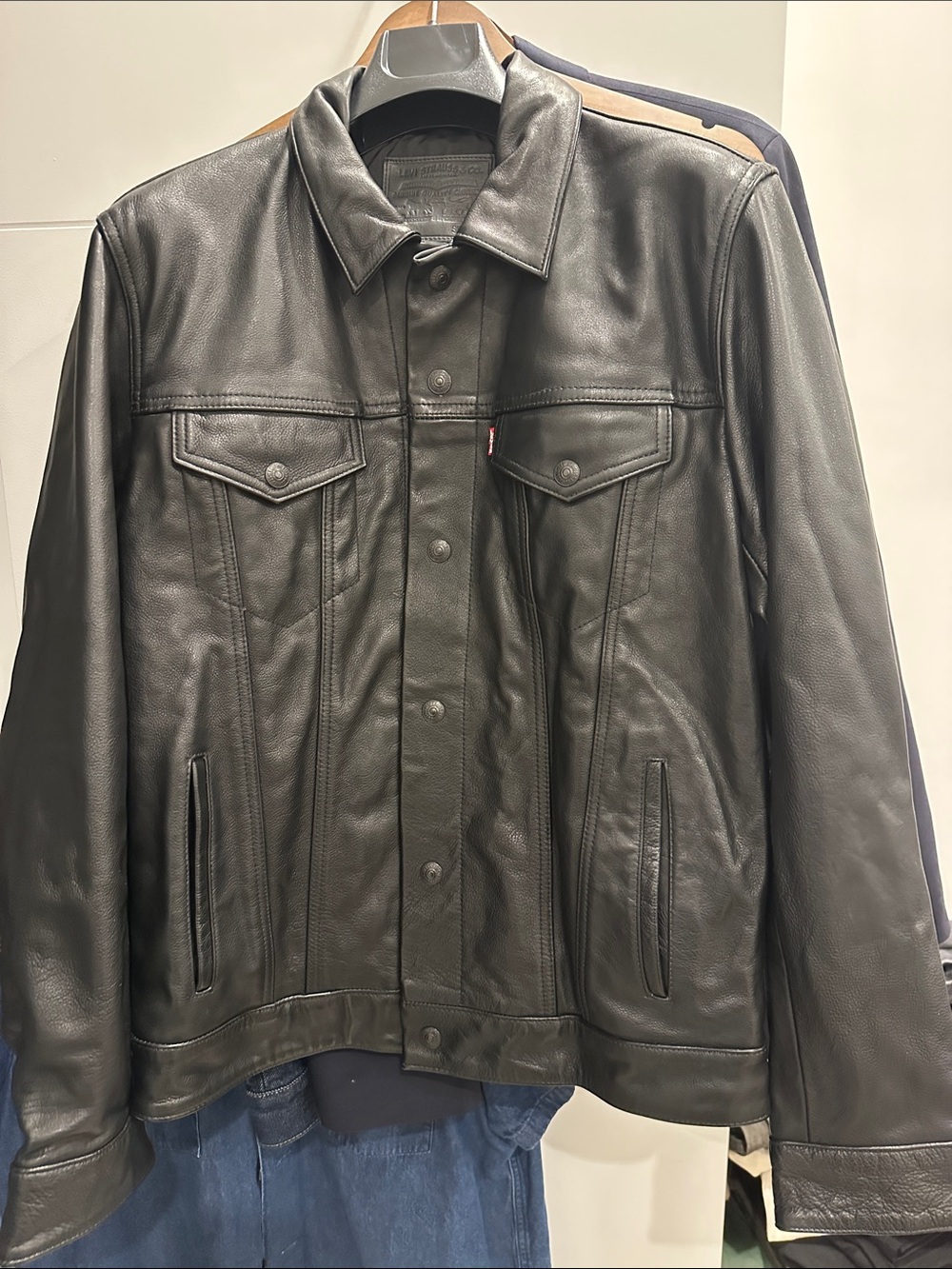 Levi's Black Leather Trucker Style Jacket (Extremely rare)